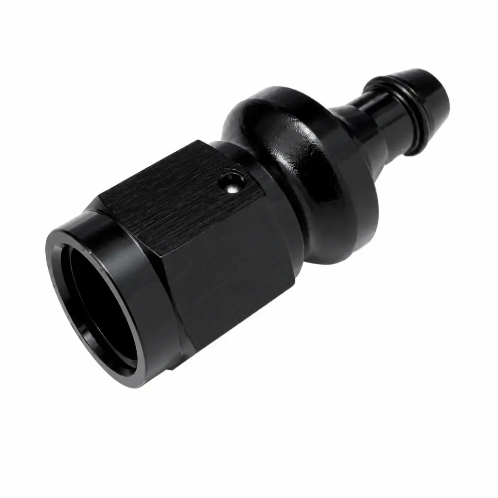 STRAIGHT PUSH ON HOSE END -4AN BLACK