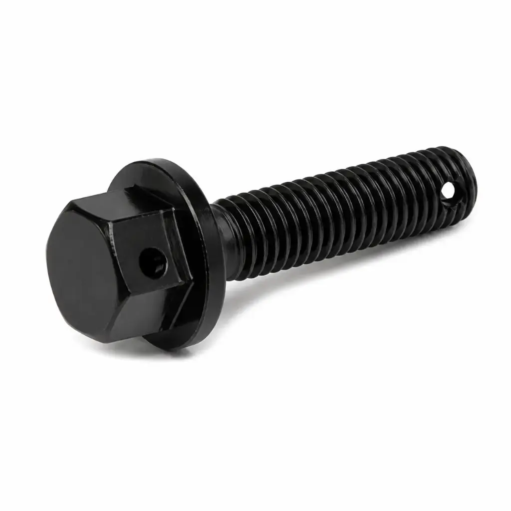 ALUMINIUM 7075 T6 FLANGED HEX HEAD BOLT M6x1.0x20mm DRILLED FOR LOCKWIRE BLACK