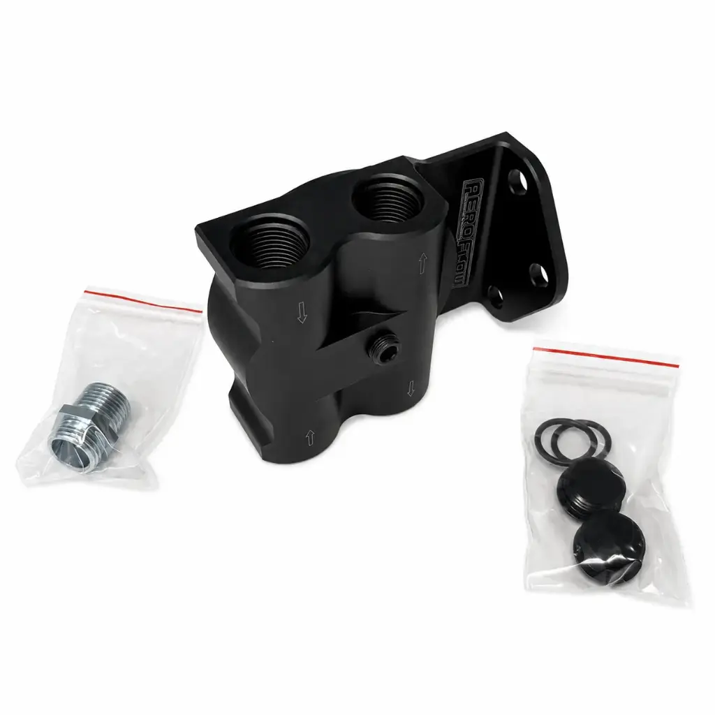 Billet Remote Oil Filter Head -8 ORB Side 
